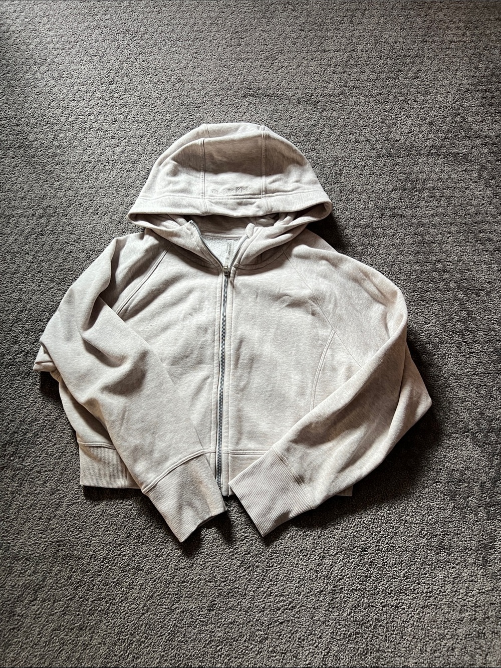 Calvin Klein Light Beige Zip-Up Performance Hoodie